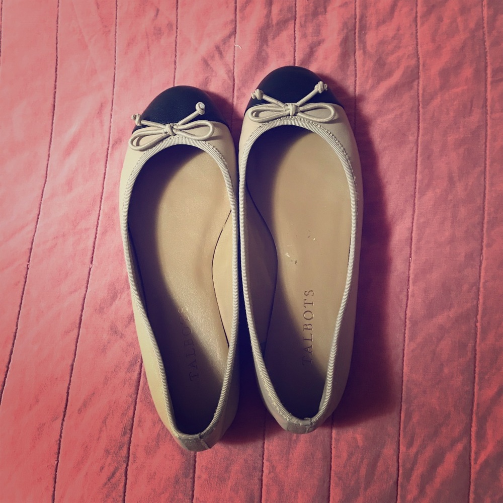 Talbots ballet flat, nude/ black